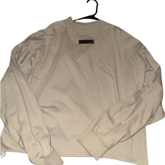 Essentials Tan Cropped Crewneck Men's Sweater - Picture 2 of 3